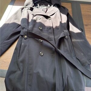 Sebby Black Double-Breasted Trench Coat